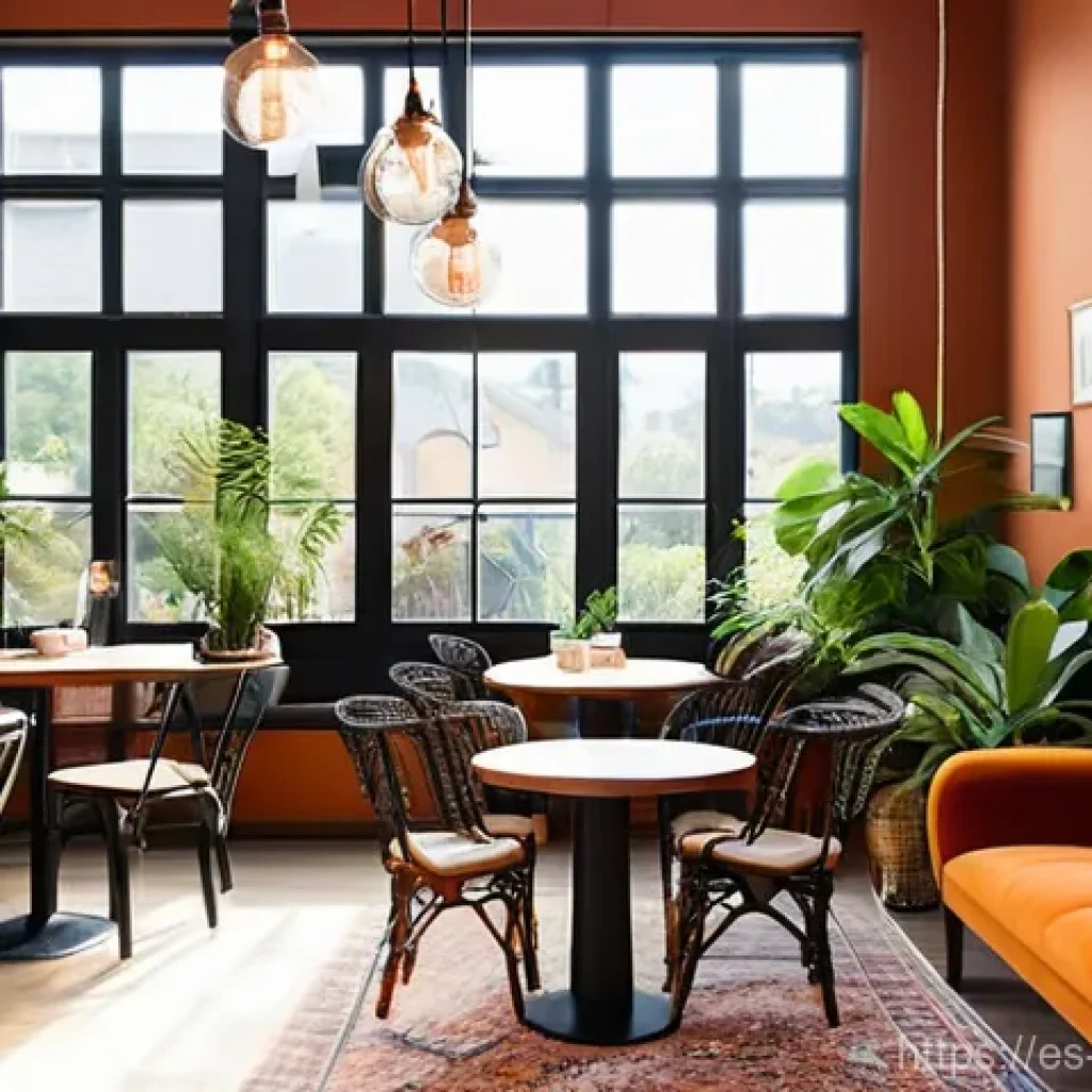 컨셉 카페의 인테리어 디자인 팁 - **Prompt:** A cozy, inviting, and rustic-inspired coffee shop interior during late afternoon. The sp...