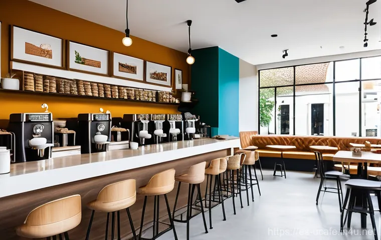 컨셉 카페의 인테리어 디자인 팁 - **Prompt:** A cozy, inviting, and rustic-inspired coffee shop interior during late afternoon. The sp...